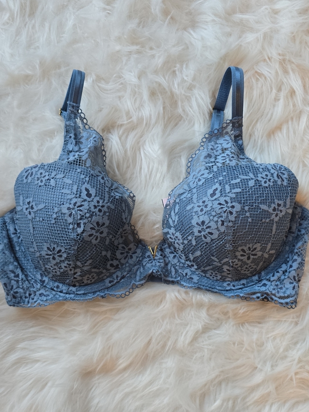 Victoria's Secret Blue Lace Push-Up Bra SIZE 34D NWT